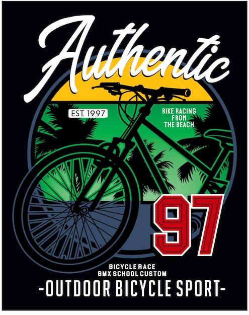 authentic outdoor bicycle sport, illustration typography