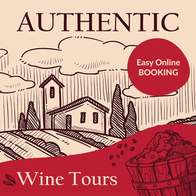 Authentic wine tours easy online booking vector