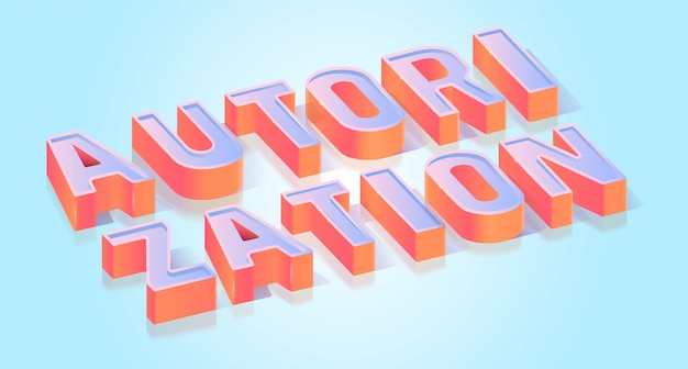 Vector authorization text title isometric vector