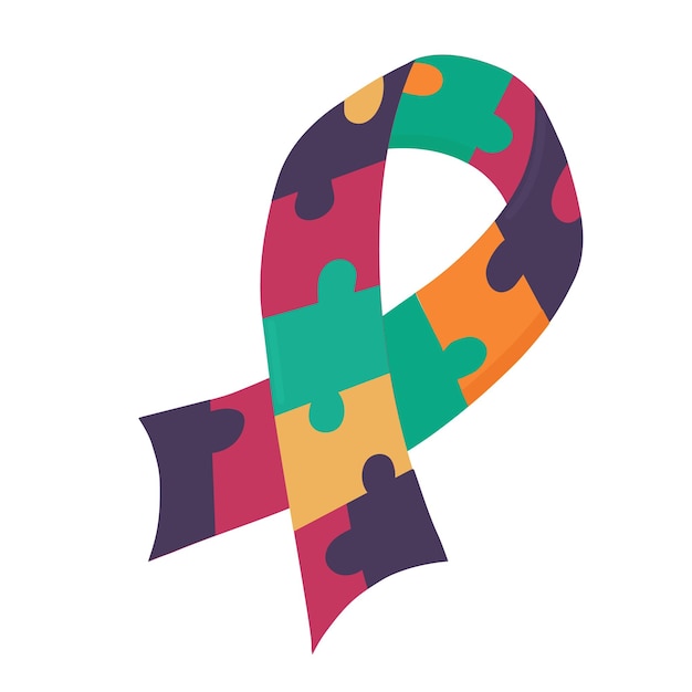 Vector autism awareness ribbon icon clipart avatar logtotype isolated vector illustration