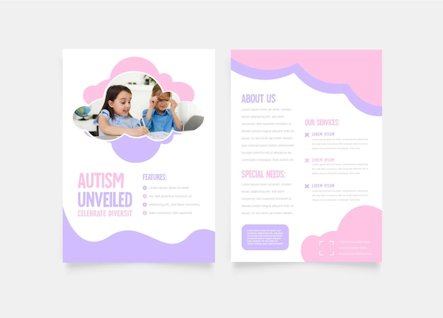 Autism double flyer template Morden Creative and professional flyer vector design