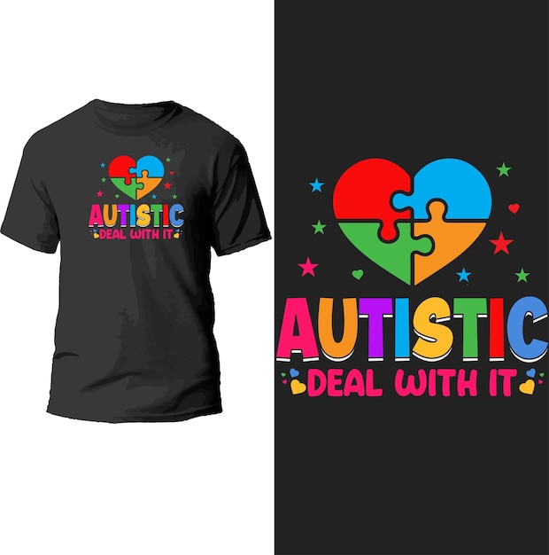 Vector autistic deal with it t shirt design.