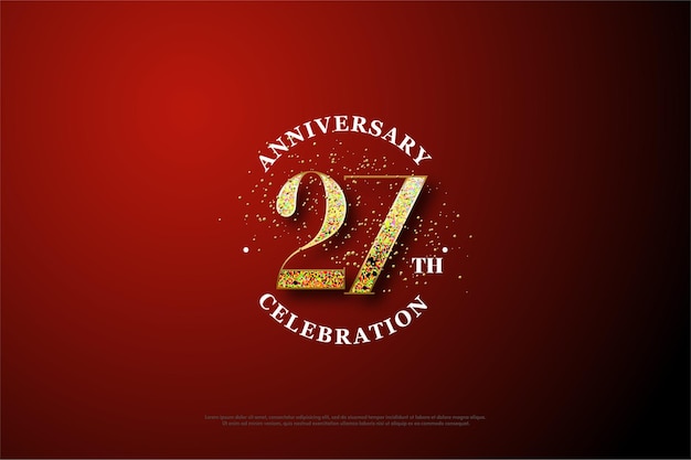 auto_awesome Terjemahkan dari Inggris 572  5000 Hasil terjemahan 27th anniversary background with golden glitter illustration forming numbers.