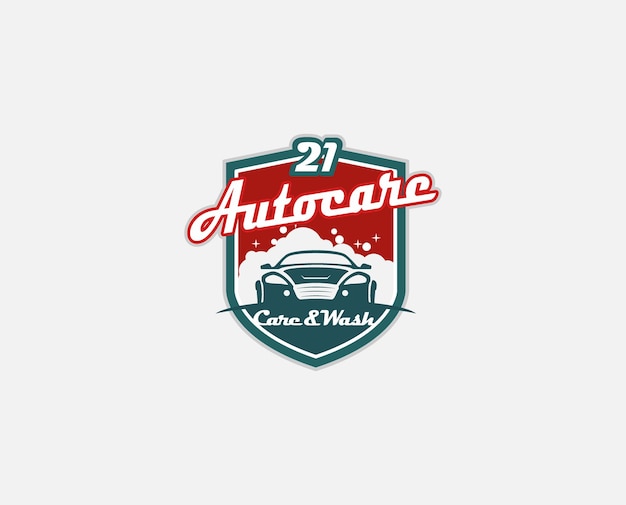 Auto care logo with shield. vector cars logo design concept illustration