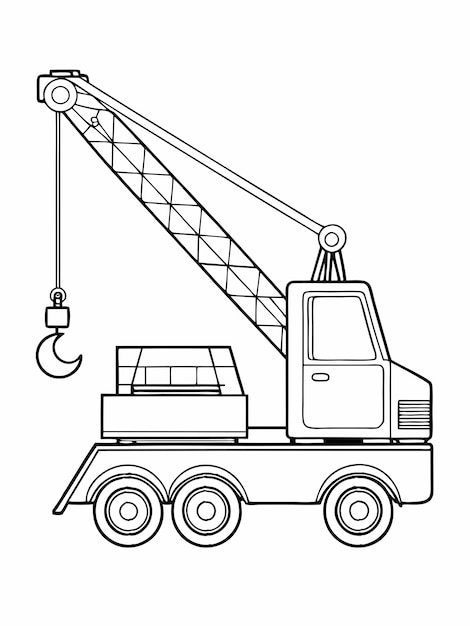 Auto crane or mobile crane colouring book pages for children and adults with vector design