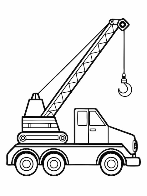 Vector auto crane or mobile crane colouring book pages for children and adults with vector design