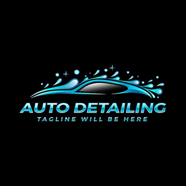 Vector auto detailing logo and car wash logo design template