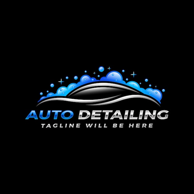 Vector auto detailing logo and car wash logo design template