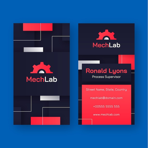 Auto repair shop business and service vertical business card template