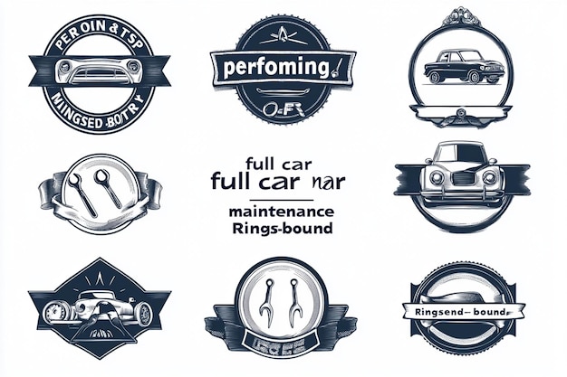 Vector auto repair shop logo set perfect