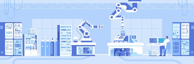 Vector automated scientific laboratory horizontal background