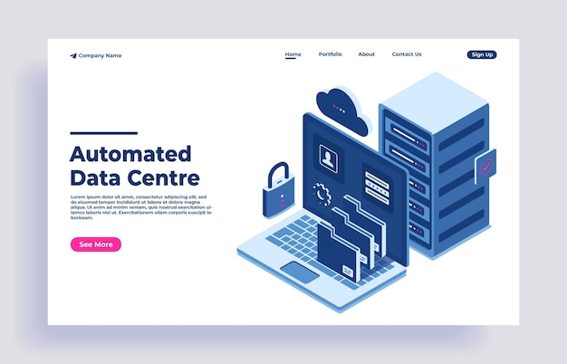 Automated smart data center isometric solution concept