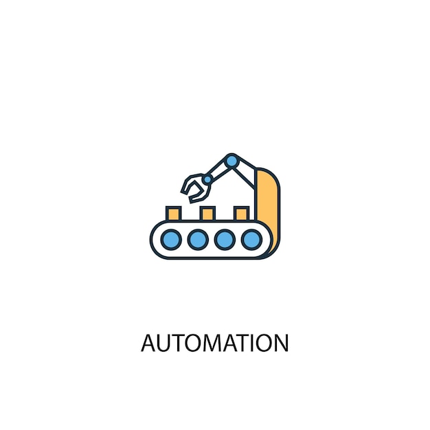 Automation concept 2 colored line icon. Simple yellow and blue element illustration. automation concept outline symbol design