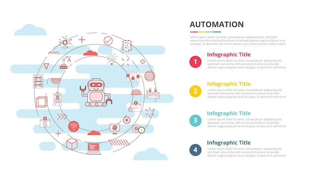 Automation concept for infographic template banner with four point list information