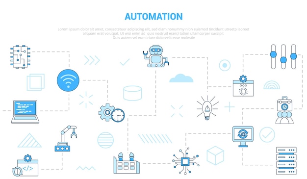 Automation concept with icon set template banner with modern blue color style