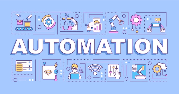 Automation word concepts blue banner