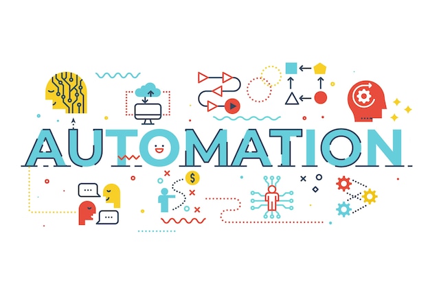 Automation word lettering illustration