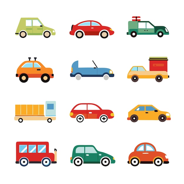 Vector automobile and vehicle icon set vector illustration