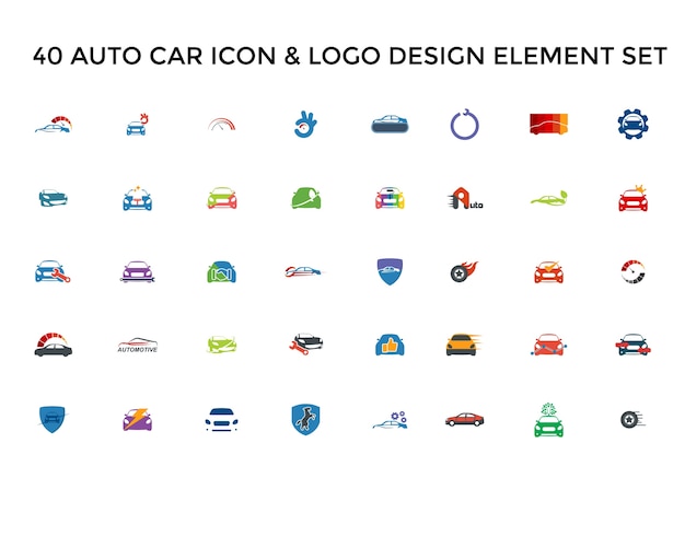 Automotive Car Icon Logo Design Set