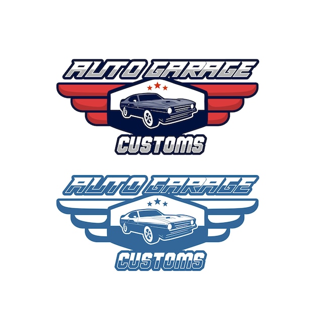 automotive garage logo badge design muscle car