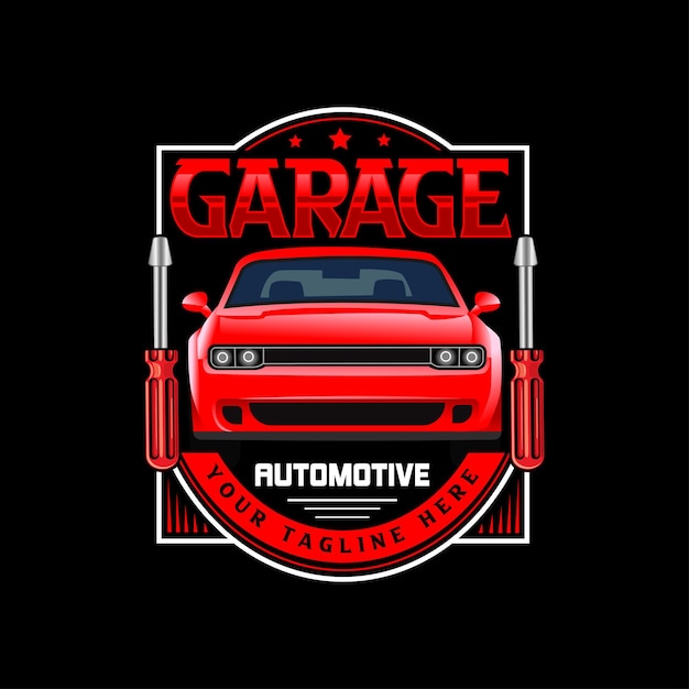 Automotive garage logo premium vector