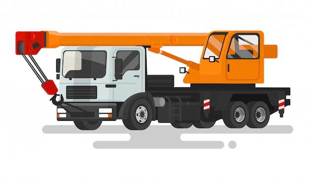 Automotive heavy crane on a white background.   illustration