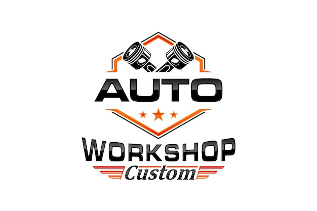 Automotive piston workshop logo design modern badge style custom car service engine tune up icon