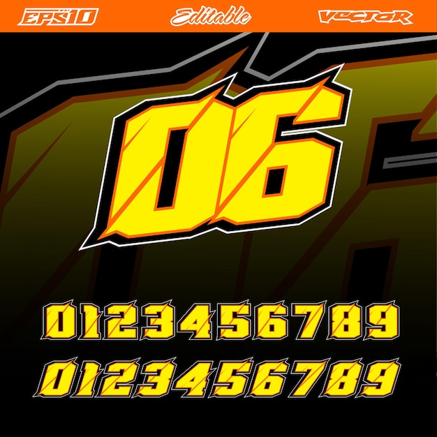 Automotive racing number effect design full vector editable