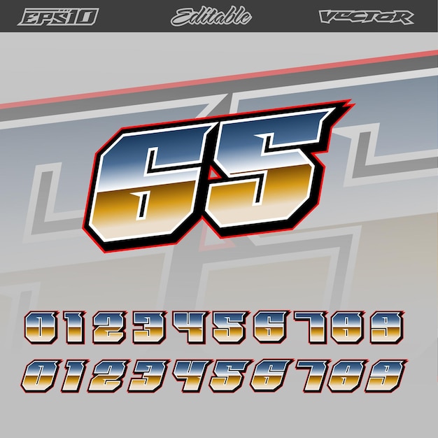 Automotive racing number effect design full vector editable