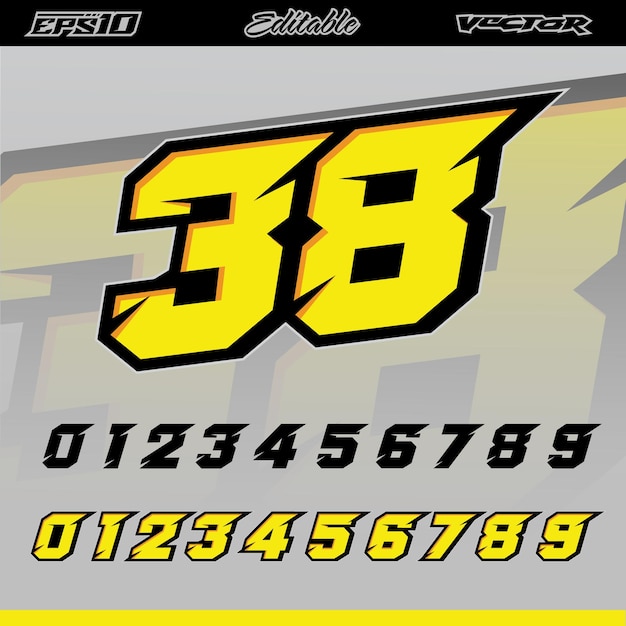 Automotive and sport number text effect design vector