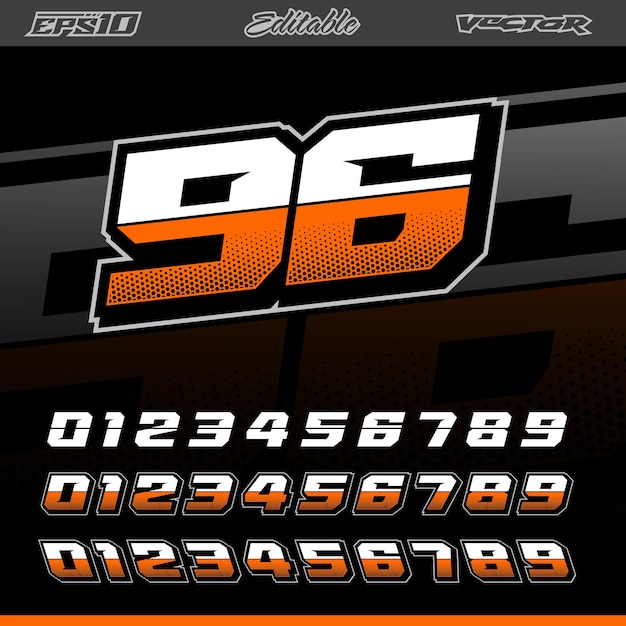 Automotive and sport number text effect design vector