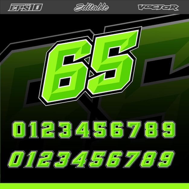 Automotive sport race car number vector template editable