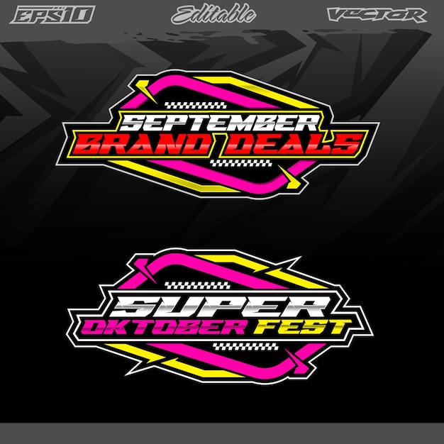 Automotive sticker pack with racing style effect editable vector