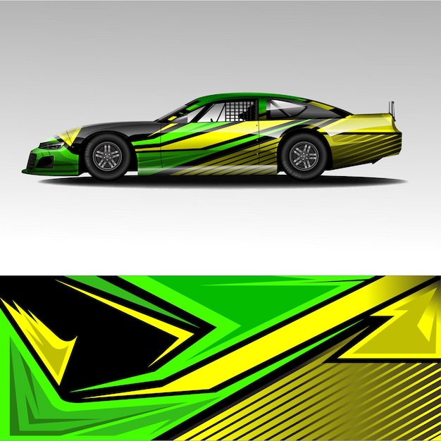 Automotive vehicle wrap and livery design vector template