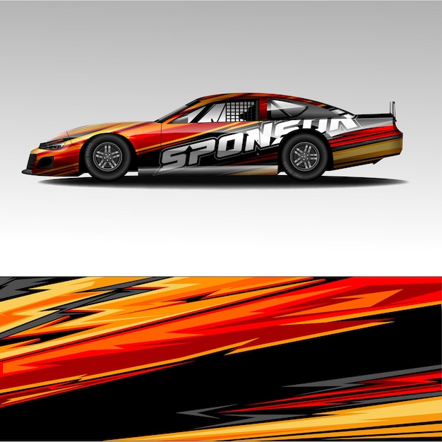 Automotive vehicle wrap and livery design vector template