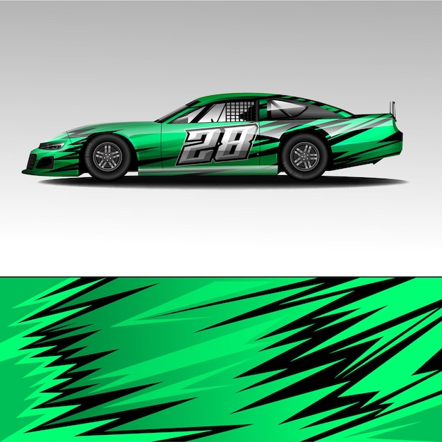 Automotive vehicle wrap and livery design vector template