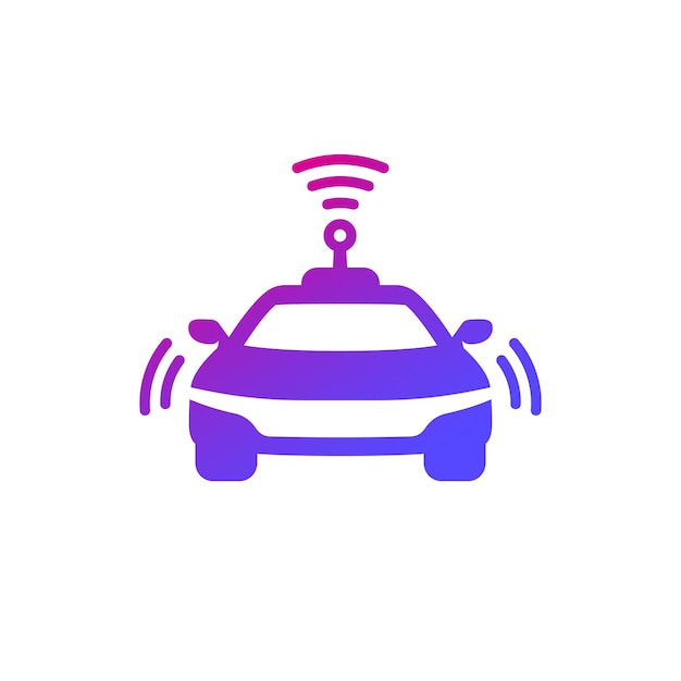 Autonomous car icon on white smart vehicle vector