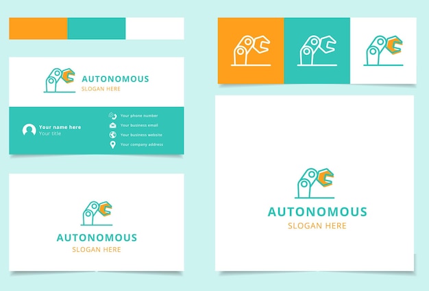 Autonomous logo design with editable slogan Business card and branding book template