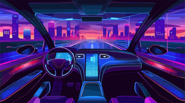 Vector autonomous smart driverless vehicle vector illustration