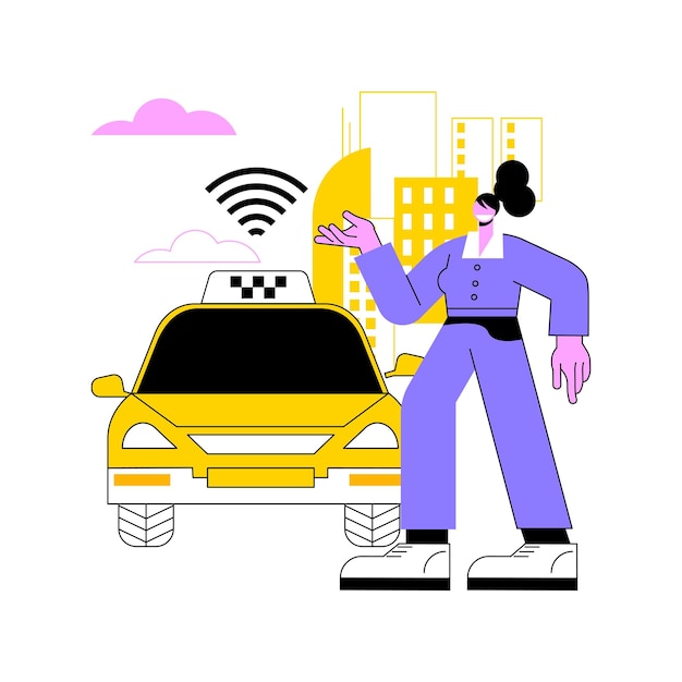 Autonomous taxi abstract concept vector illustration