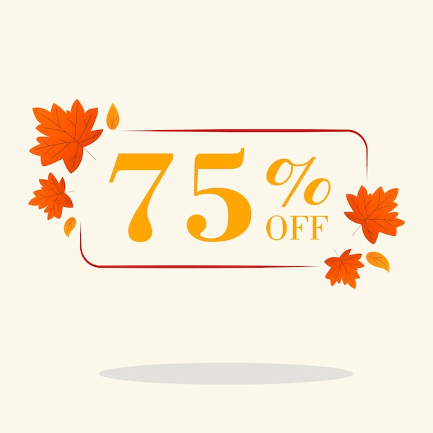 Autumn 75 percent discount square label Sale Orange Autumn Tag Offer price tag symbol vector sticker