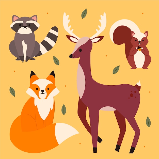 Autumn animals collection