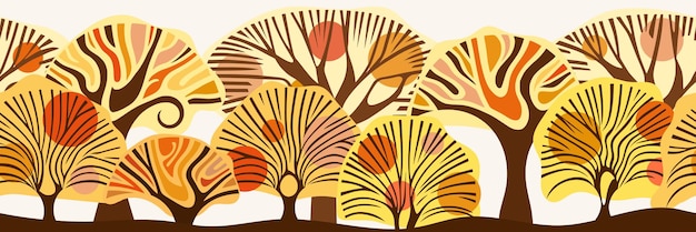 Autumn background seamless border autumn stylized trees