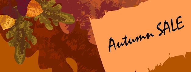 Vector autumn background with acorns hand drawn in grunge style