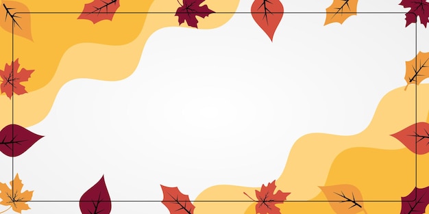 Vector autumn background with copy space area wave and leaf pattern design design for banner