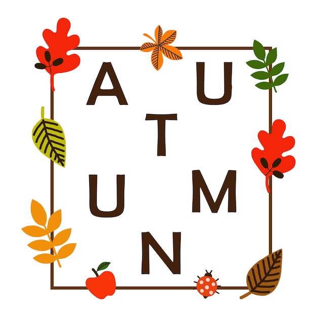 Autumn background with leaves Vector illustration Hello Autumn