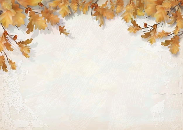 Vector autumn background with oak leaves