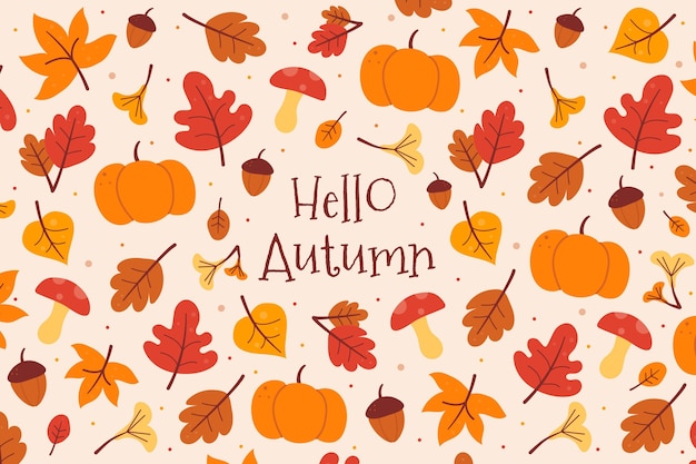 Autumn background with pumpkin and leaves