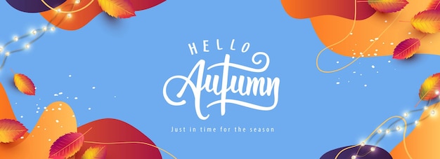 Autumn banner background layout decorate with autumn leaves and abstract background