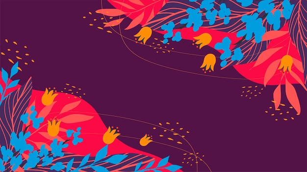 Autumn banner with flowers on a violet background. Banner perfect for promotions, magazines, cards